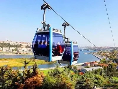 Un teleférico ascendiendo hacia la colina de Pierre Loti sobre el Cuerno de Oro
